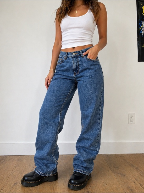 Glassons Denim - High Rise Straight Leg Jeans Women Size 8 32 Inseam 100% Cotton Medium Wash